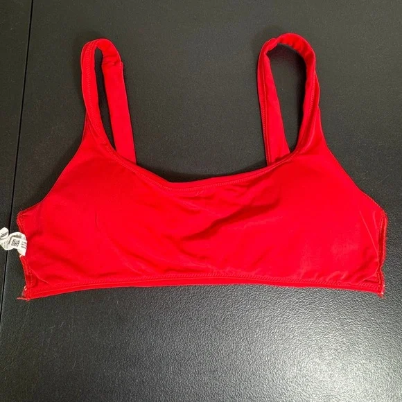 Aerie Womens Red Scoop Neck Bikini Top Wide Straps Size Large 5748-1293-350 - Picture 3 of 7